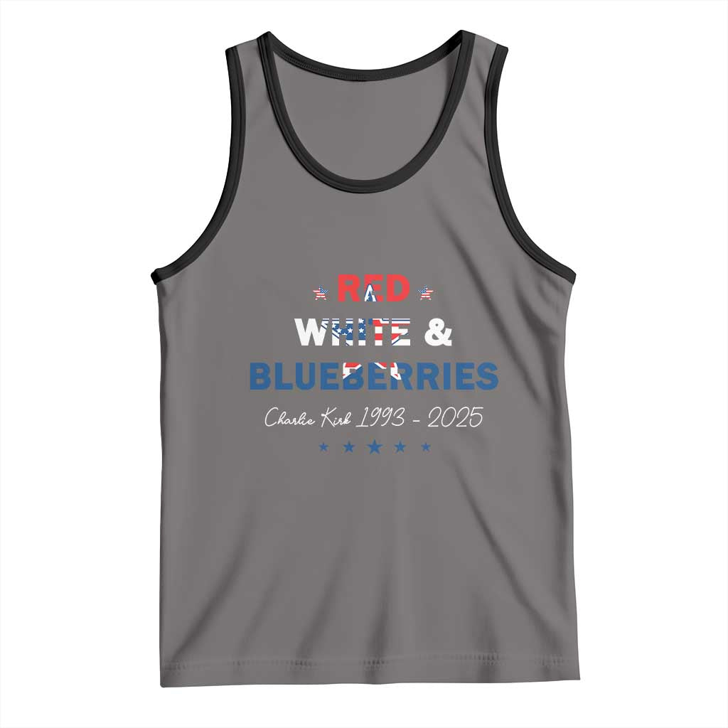 Red White and Blueberries Tank Top Charlie Kirk 1993 2025 Patriotic Memorial - Wonder Print Shop