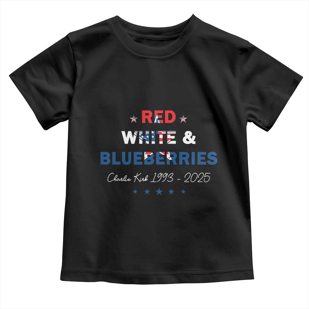Red White and Blueberries Toddler T Shirt Charlie Kirk 1993 2025 Patriotic Memorial - Wonder Print Shop
