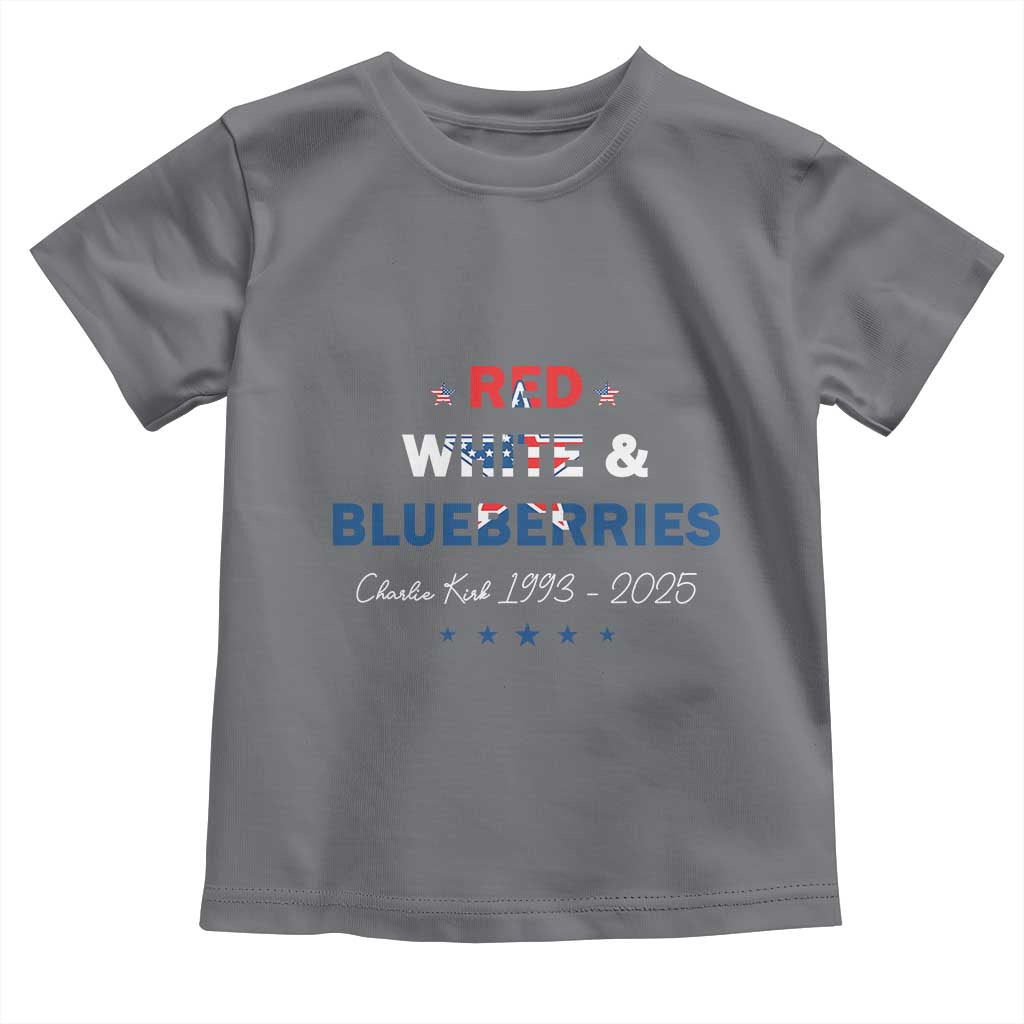 Red White and Blueberries Toddler T Shirt Charlie Kirk 1993 2025 Patriotic Memorial - Wonder Print Shop