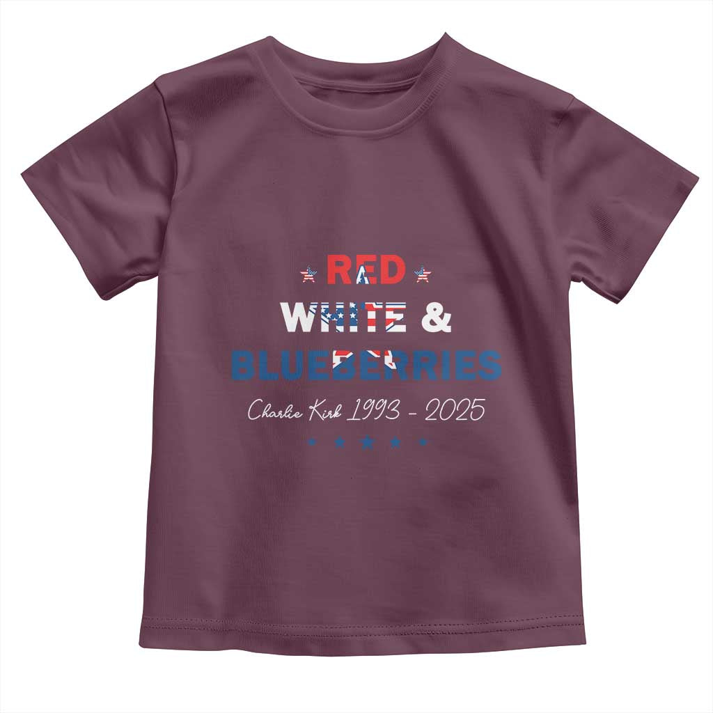 Red White and Blueberries Toddler T Shirt Charlie Kirk 1993 2025 Patriotic Memorial - Wonder Print Shop