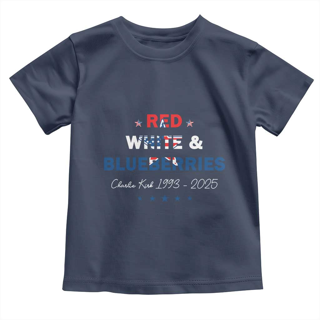 Red White and Blueberries Toddler T Shirt Charlie Kirk 1993 2025 Patriotic Memorial - Wonder Print Shop
