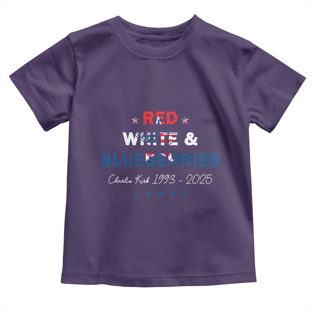 Red White and Blueberries Toddler T Shirt Charlie Kirk 1993 2025 Patriotic Memorial - Wonder Print Shop