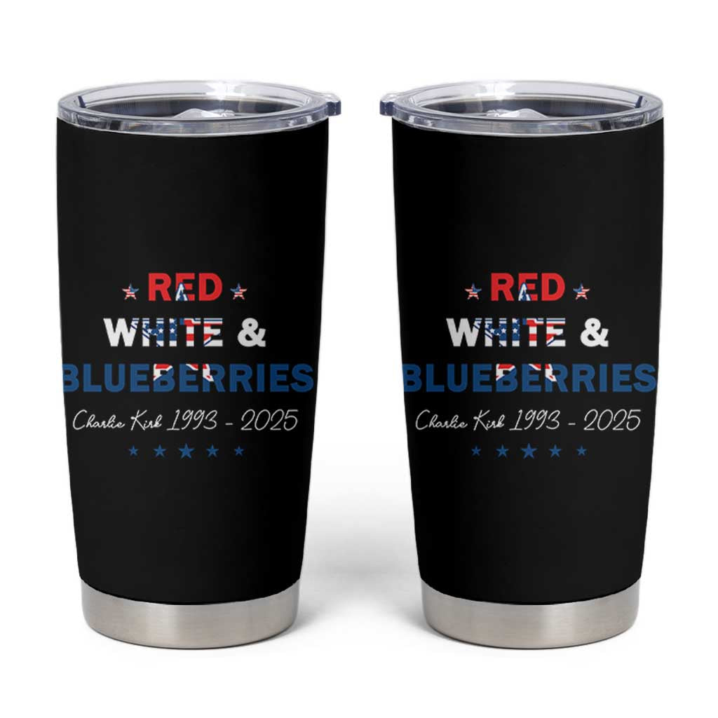 Red White and Blueberries Tumbler Cup Charlie Kirk 1993 2025 Patriotic Memorial - Wonder Print Shop