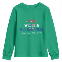 Red White and Blueberries Youth Sweatshirt Charlie Kirk 1993 2025 Patriotic Memorial - Wonder Print Shop