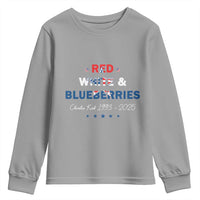 Red White and Blueberries Youth Sweatshirt Charlie Kirk 1993 2025 Patriotic Memorial - Wonder Print Shop