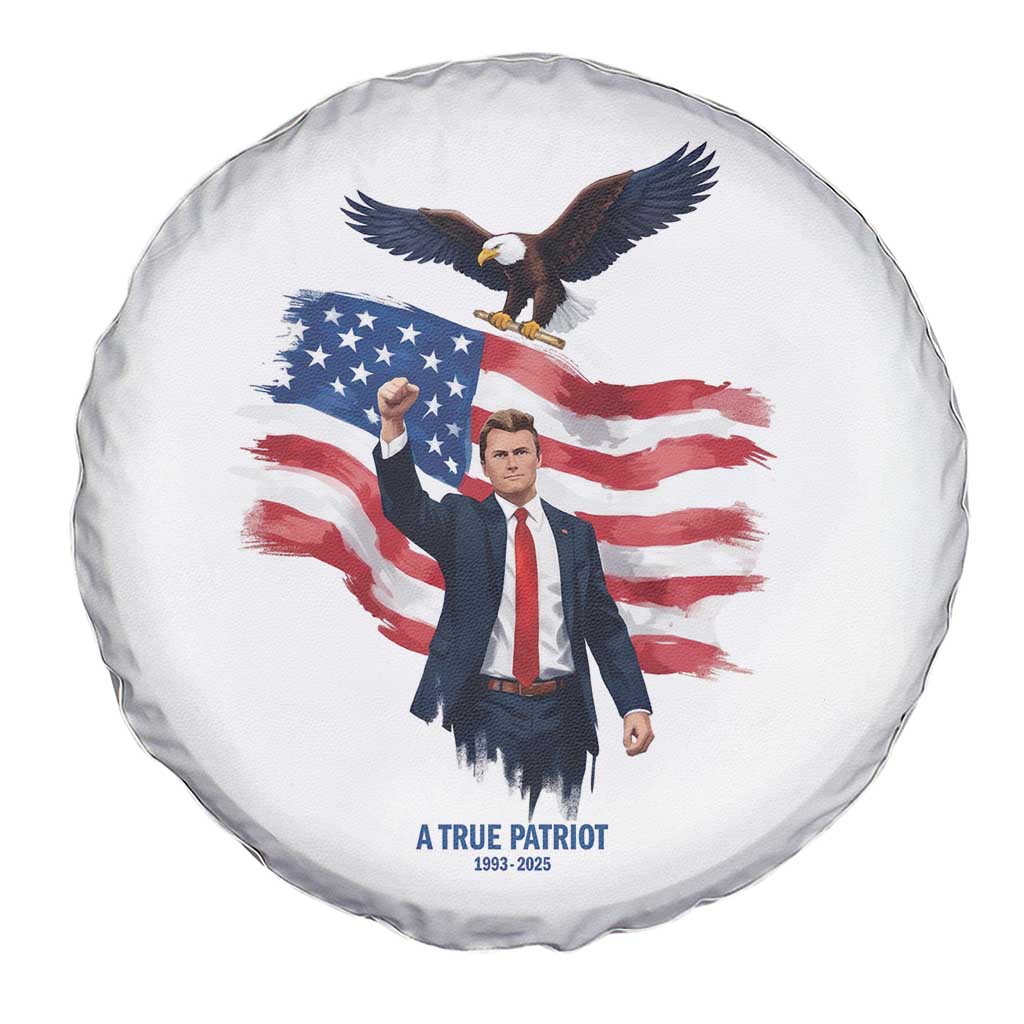 Charlie Kirk Tribute Spare Tire Cover A True Patriot American Flag Patriotic Eagle - Wonder Print Shop