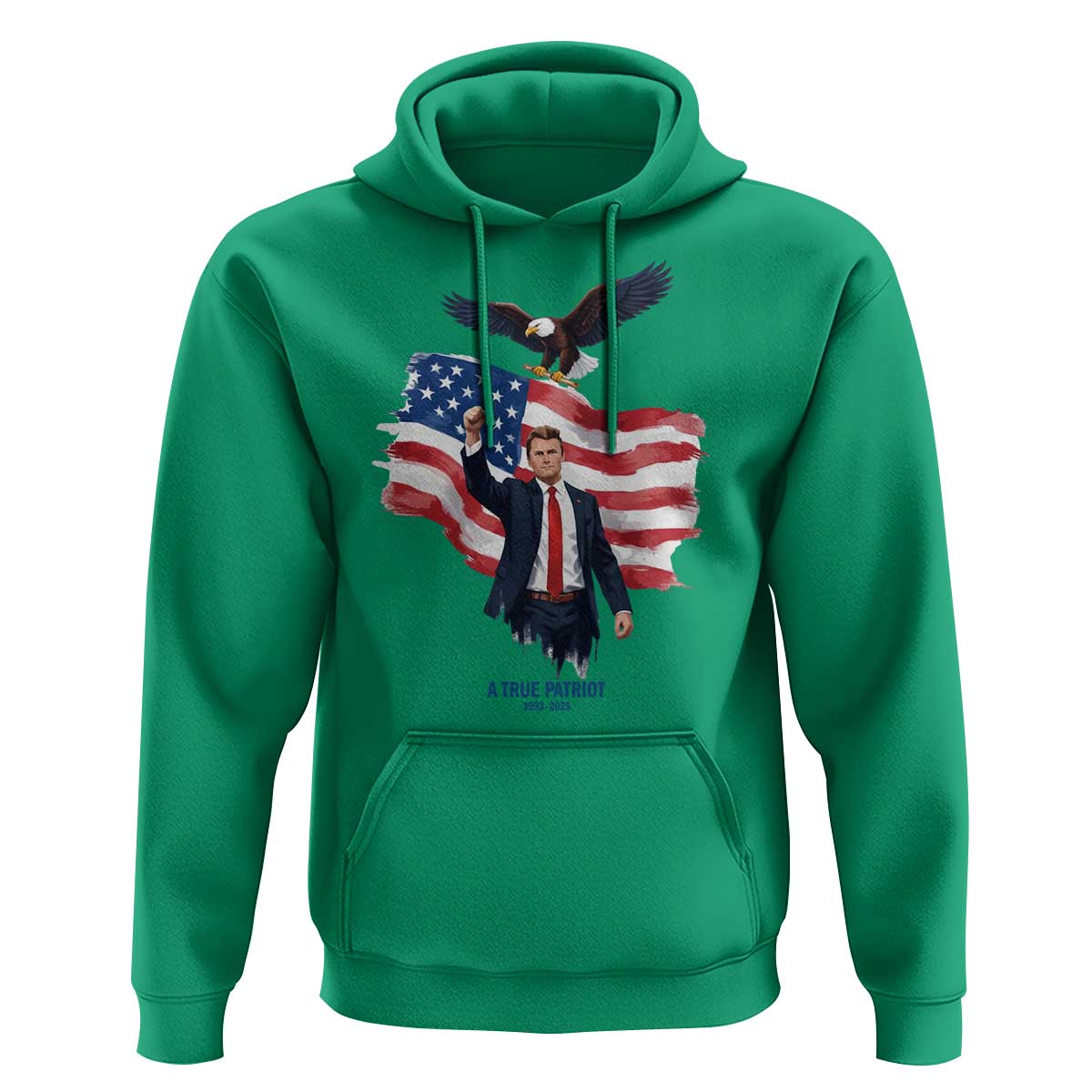Charlie Kirk Tribute Hoodie A True Patriot American Flag Patriotic Eagle - Wonder Print Shop