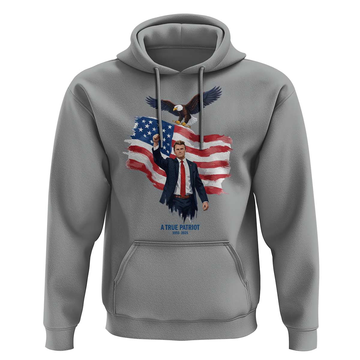 Charlie Kirk Tribute Hoodie A True Patriot American Flag Patriotic Eagle - Wonder Print Shop