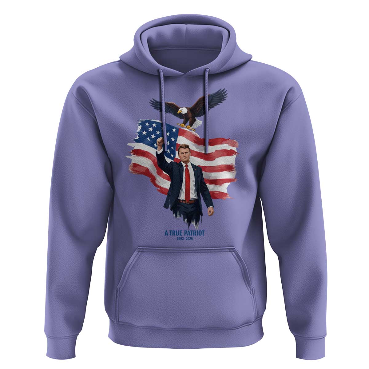 Charlie Kirk Tribute Hoodie A True Patriot American Flag Patriotic Eagle - Wonder Print Shop