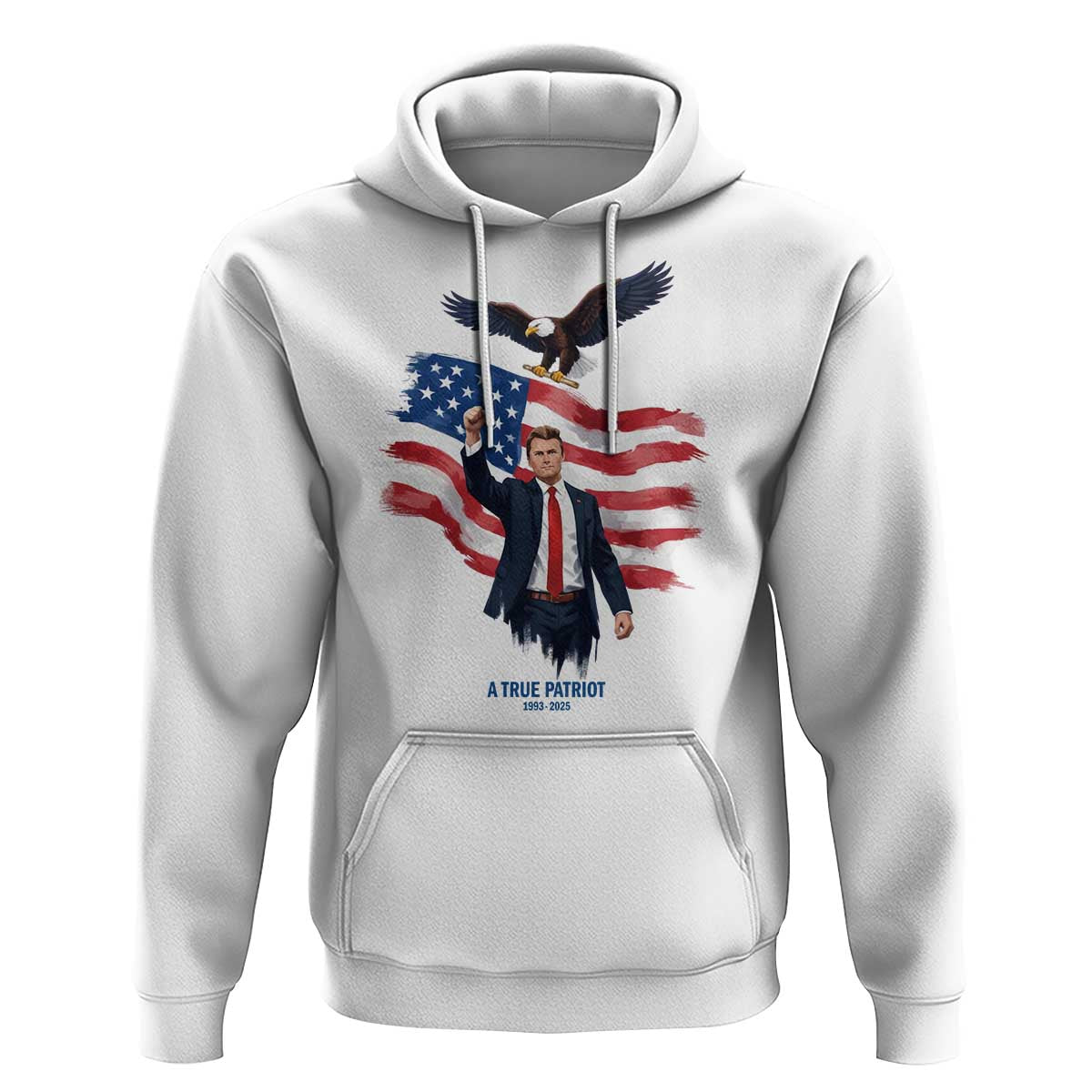 Charlie Kirk Tribute Hoodie A True Patriot American Flag Patriotic Eagle - Wonder Print Shop