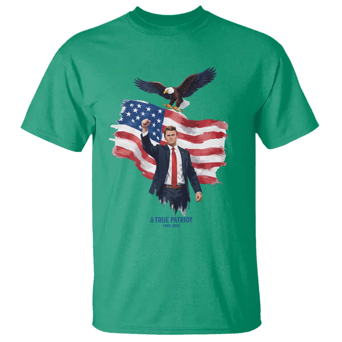 Charlie Kirk Tribute T Shirt A True Patriot American Flag Patriotic Eagle - Wonder Print Shop