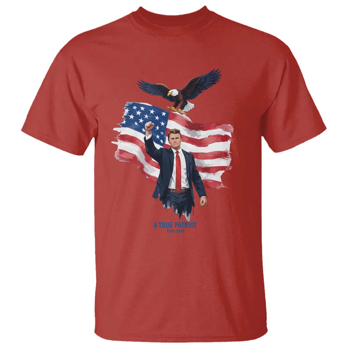 Charlie Kirk Tribute T Shirt A True Patriot American Flag Patriotic Eagle - Wonder Print Shop