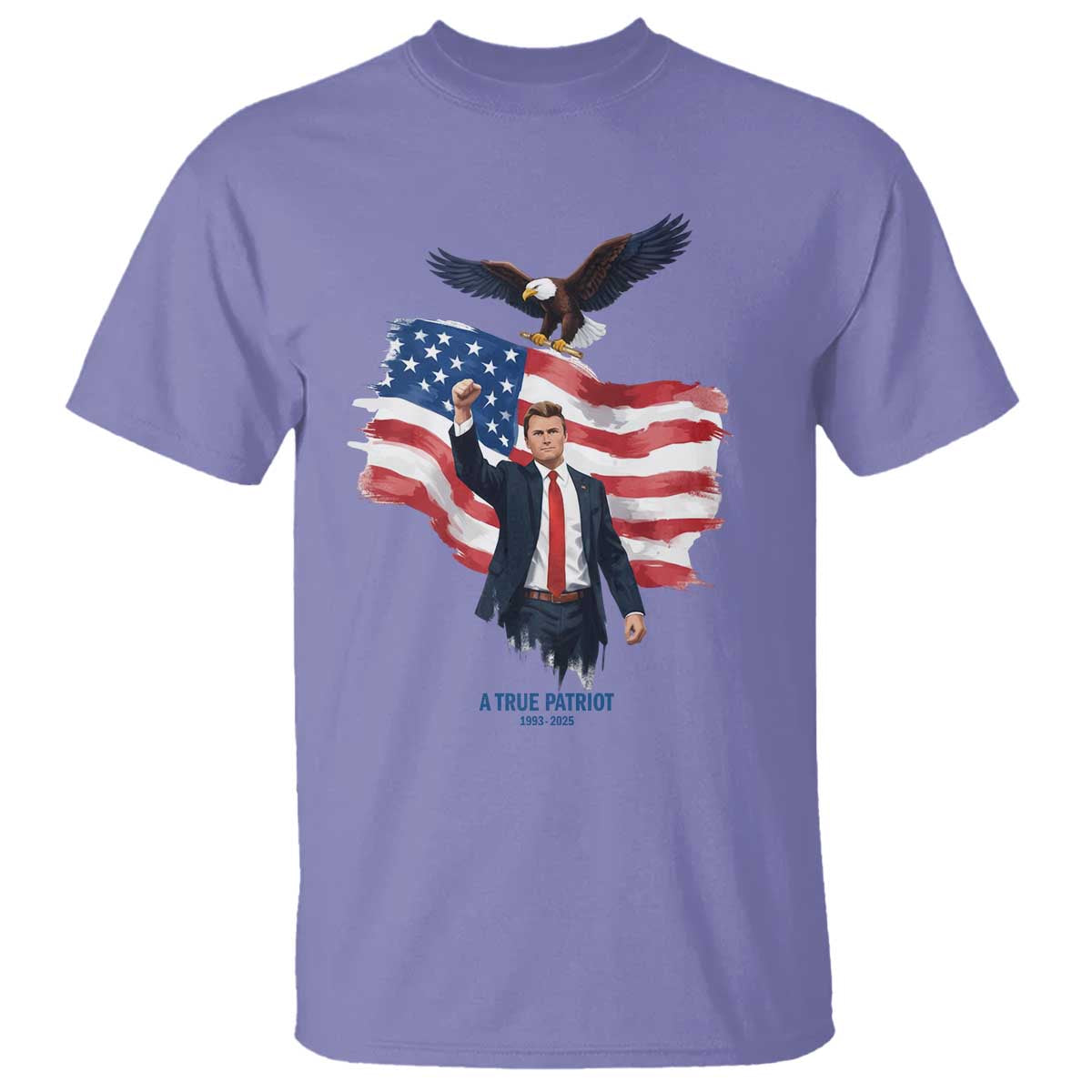 Charlie Kirk Tribute T Shirt A True Patriot American Flag Patriotic Eagle - Wonder Print Shop