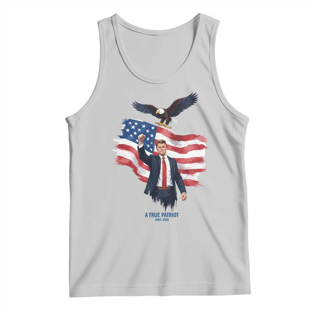 Charlie Kirk Tribute Tank Top A True Patriot American Flag Patriotic Eagle - Wonder Print Shop