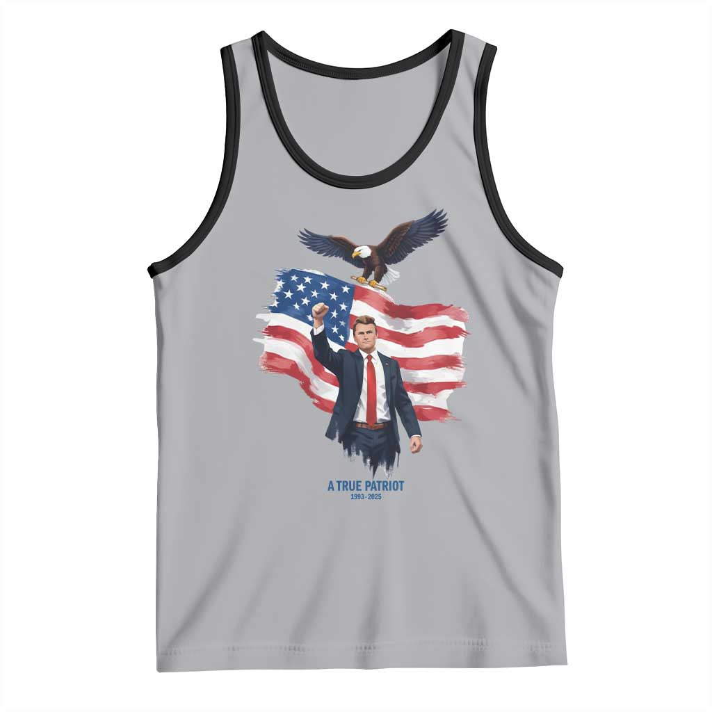 Charlie Kirk Tribute Tank Top A True Patriot American Flag Patriotic Eagle - Wonder Print Shop