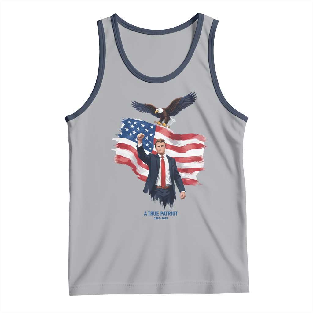 Charlie Kirk Tribute Tank Top A True Patriot American Flag Patriotic Eagle - Wonder Print Shop