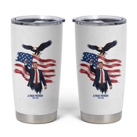 Charlie Kirk Tribute Tumbler Cup A True Patriot American Flag Patriotic Eagle - Wonder Print Shop