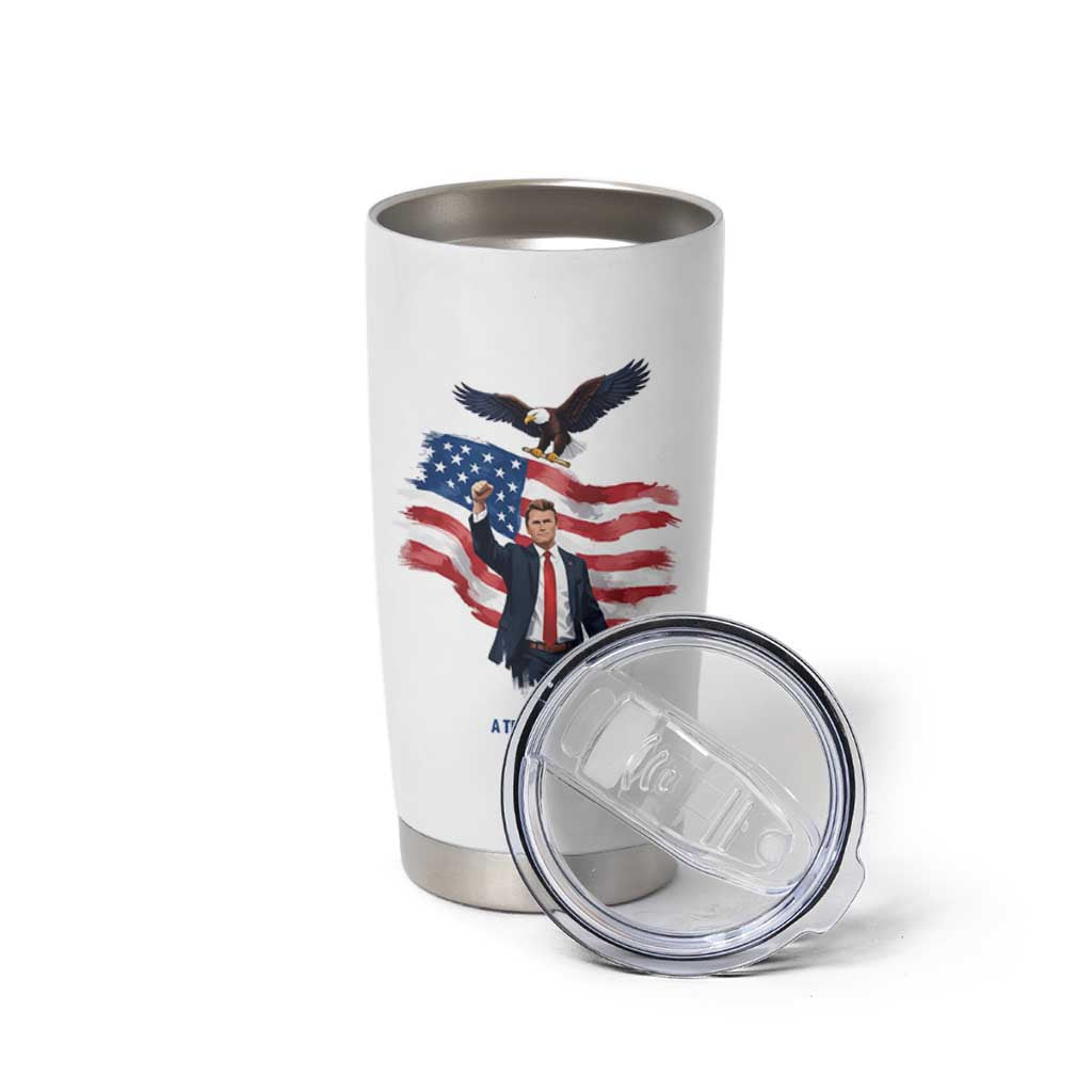 Charlie Kirk Tribute Tumbler Cup A True Patriot American Flag Patriotic Eagle - Wonder Print Shop
