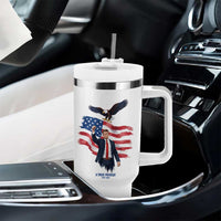 Charlie Kirk Tribute Tumbler With Handle A True Patriot American Flag Patriotic Eagle - Wonder Print Shop