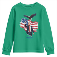 Charlie Kirk Tribute Youth Sweatshirt A True Patriot American Flag Patriotic Eagle - Wonder Print Shop