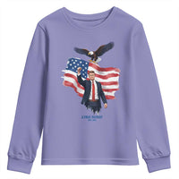 Charlie Kirk Tribute Youth Sweatshirt A True Patriot American Flag Patriotic Eagle - Wonder Print Shop