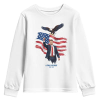 Charlie Kirk Tribute Youth Sweatshirt A True Patriot American Flag Patriotic Eagle - Wonder Print Shop