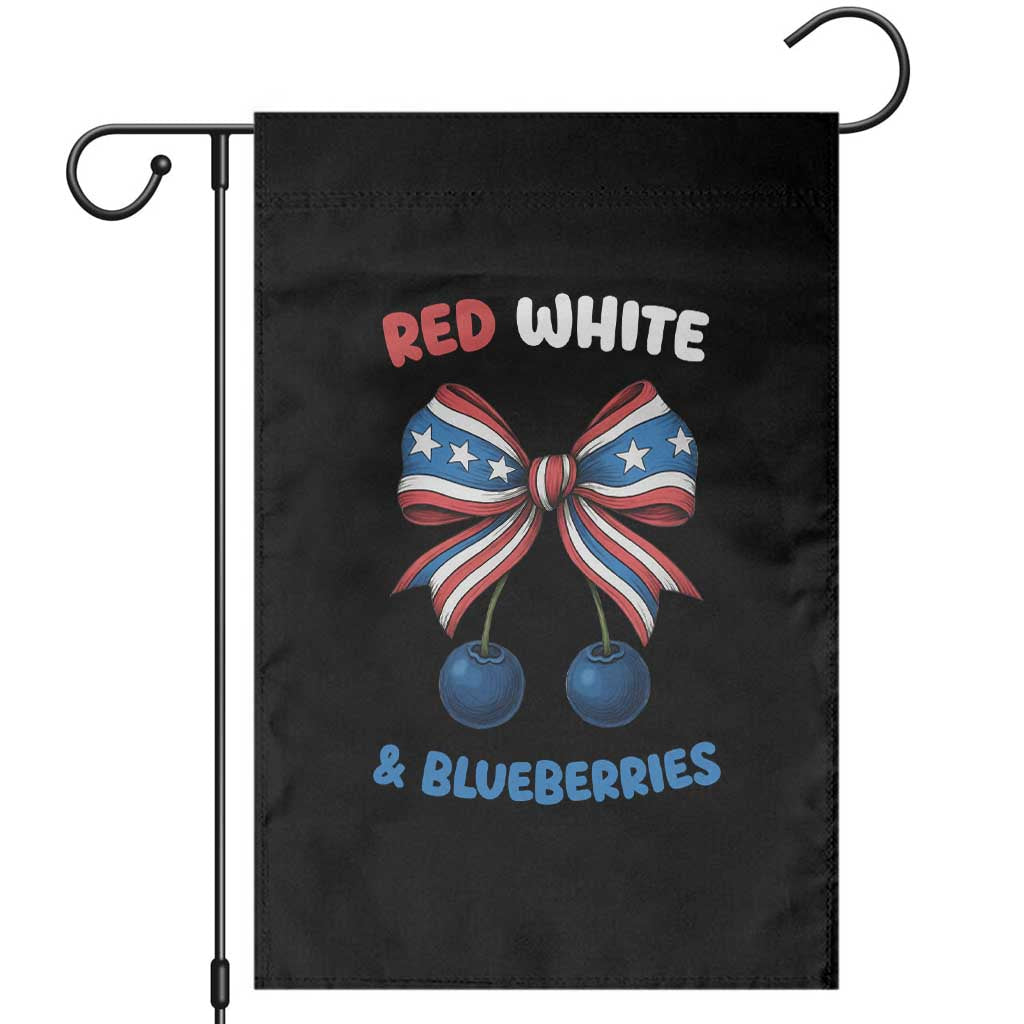 Red White and Blueberries Garden Flag Retro Coquette Bow Vintage American Flag - Wonder Print Shop