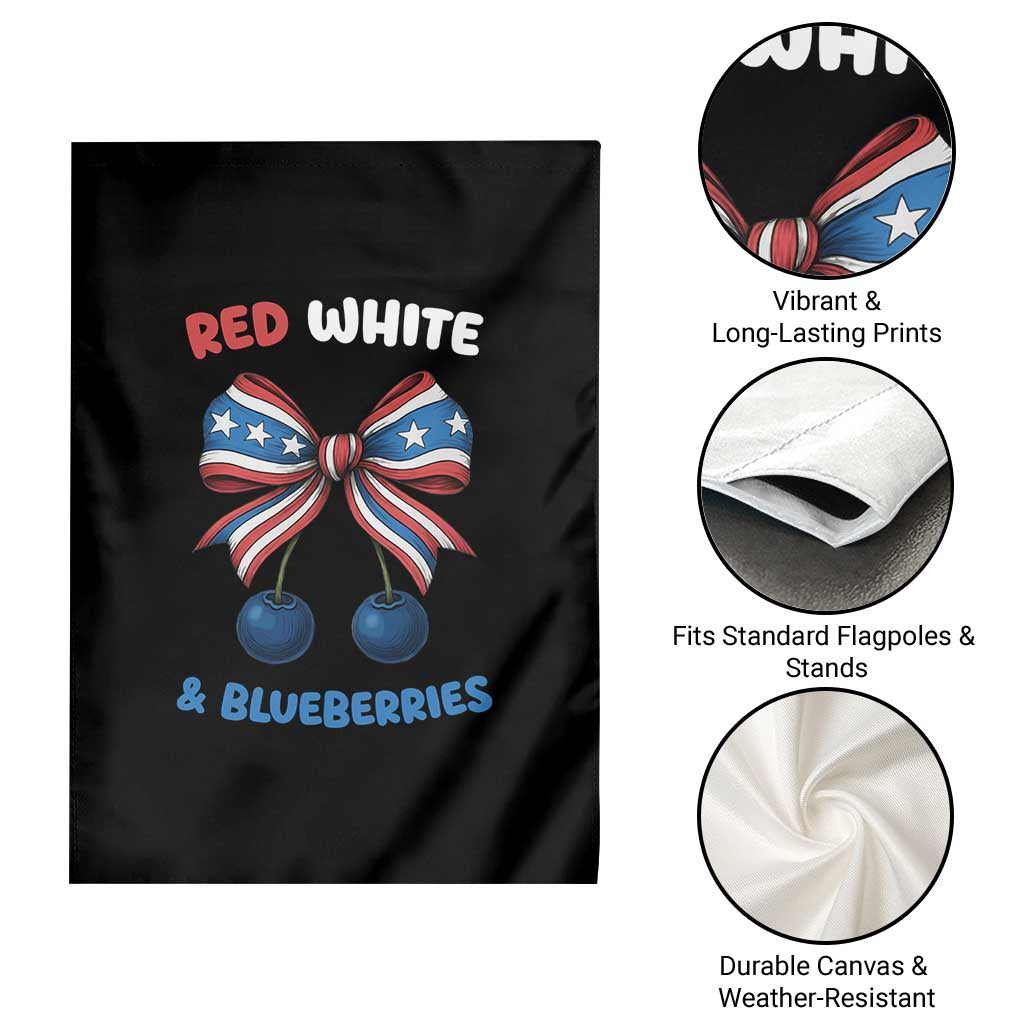 Red White and Blueberries Garden Flag Retro Coquette Bow Vintage American Flag - Wonder Print Shop