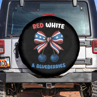 Red White and Blueberries Spare Tire Cover Retro Coquette Bow Vintage American Flag - Wonder Print Shop