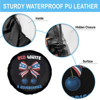 Red White and Blueberries Spare Tire Cover Retro Coquette Bow Vintage American Flag - Wonder Print Shop