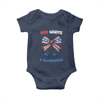 Red White and Blueberries Baby Onesie Retro Coquette Bow Vintage American Flag - Wonder Print Shop