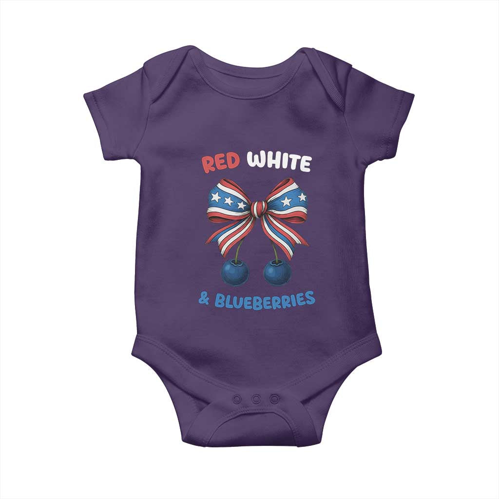 Red White and Blueberries Baby Onesie Retro Coquette Bow Vintage American Flag - Wonder Print Shop