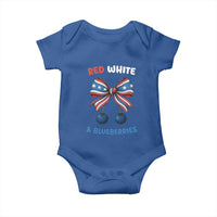 Red White and Blueberries Baby Onesie Retro Coquette Bow Vintage American Flag - Wonder Print Shop