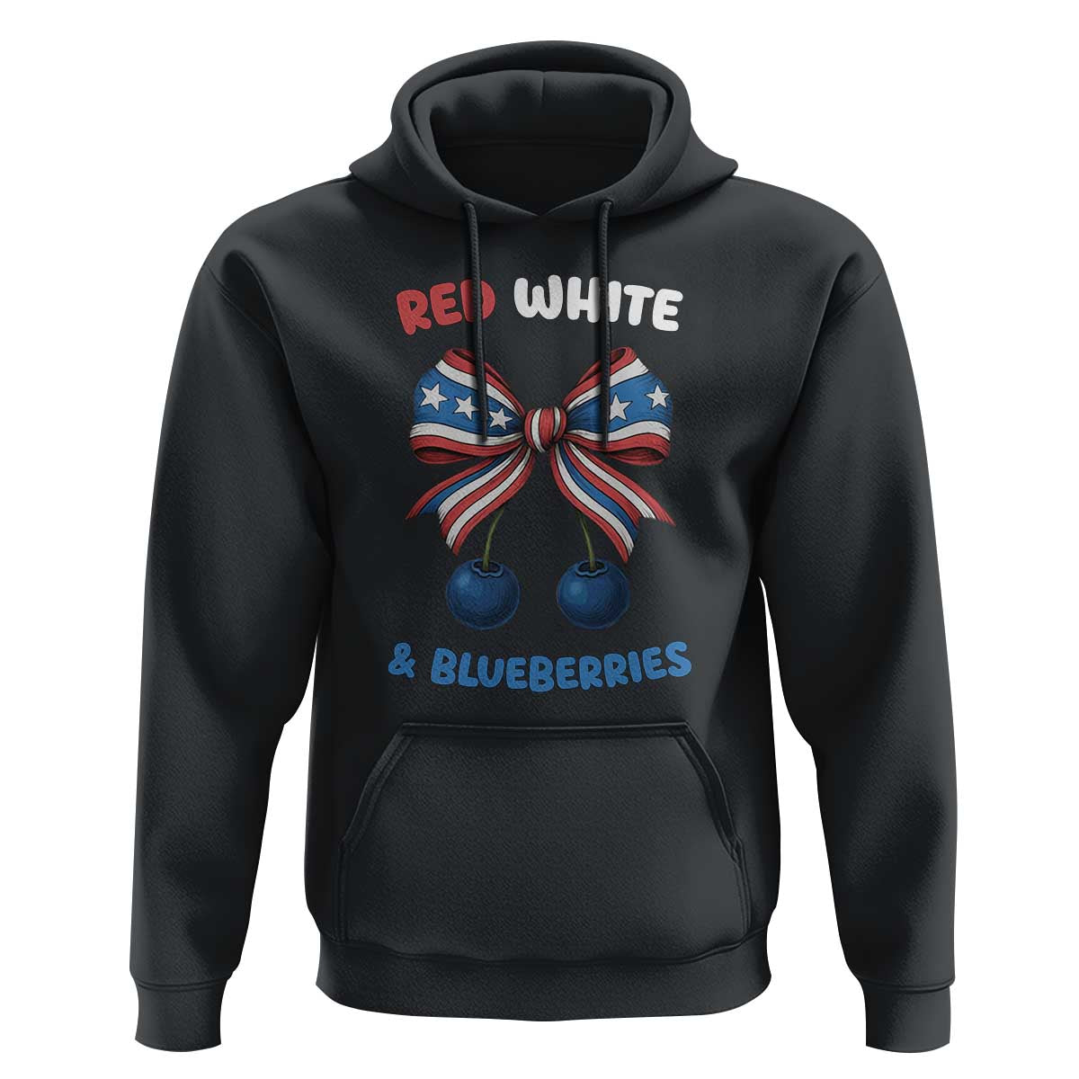 Red White and Blueberries Hoodie Retro Coquette Bow Vintage American Flag - Wonder Print Shop