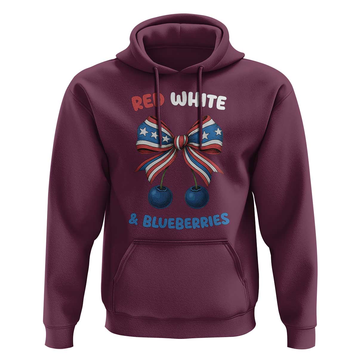Red White and Blueberries Hoodie Retro Coquette Bow Vintage American Flag - Wonder Print Shop