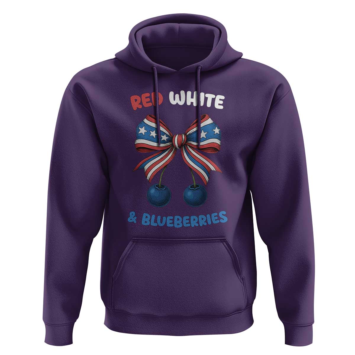 Red White and Blueberries Hoodie Retro Coquette Bow Vintage American Flag - Wonder Print Shop