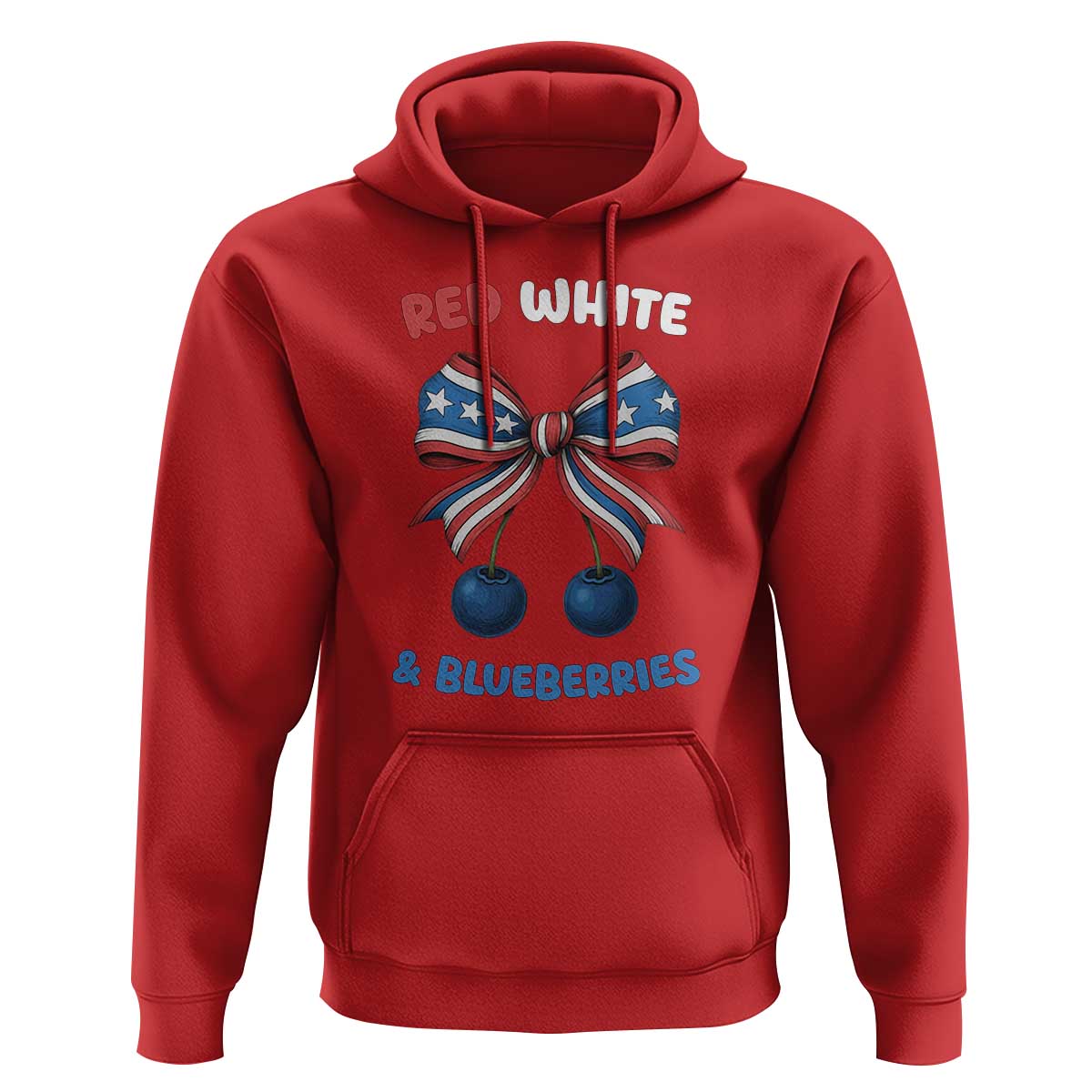 Red White and Blueberries Hoodie Retro Coquette Bow Vintage American Flag - Wonder Print Shop