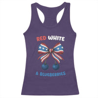 Red White and Blueberries Racerback Tank Top Retro Coquette Bow Vintage American Flag - Wonder Print Shop