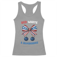 Red White and Blueberries Racerback Tank Top Retro Coquette Bow Vintage American Flag - Wonder Print Shop