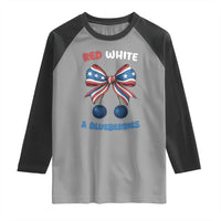 Red White and Blueberries Raglan Shirt Retro Coquette Bow Vintage American Flag - Wonder Print Shop