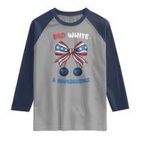 Red White and Blueberries Raglan Shirt Retro Coquette Bow Vintage American Flag - Wonder Print Shop