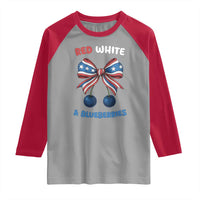 Red White and Blueberries Raglan Shirt Retro Coquette Bow Vintage American Flag - Wonder Print Shop