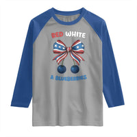 Red White and Blueberries Raglan Shirt Retro Coquette Bow Vintage American Flag - Wonder Print Shop