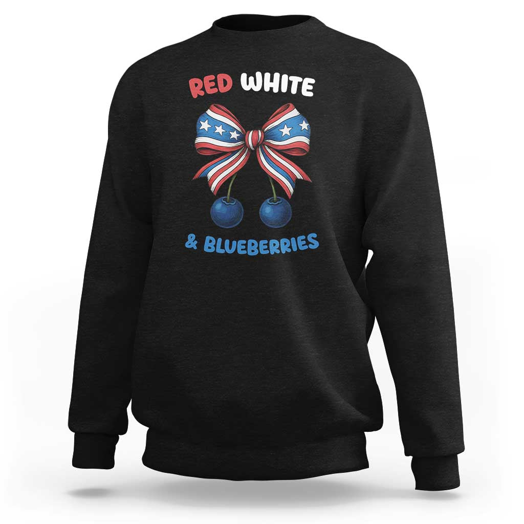 Red White and Blueberries Sweatshirt Retro Coquette Bow Vintage American Flag - Wonder Print Shop