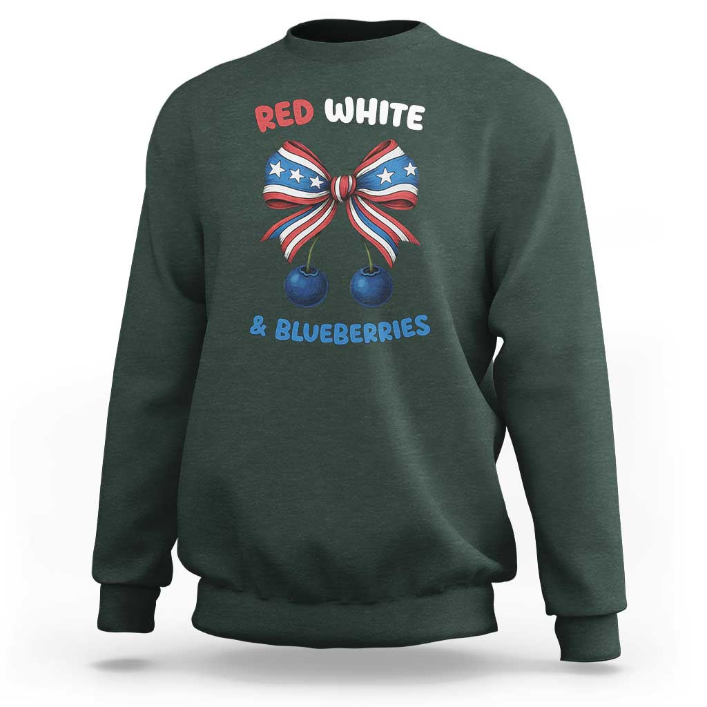 Red White and Blueberries Sweatshirt Retro Coquette Bow Vintage American Flag - Wonder Print Shop