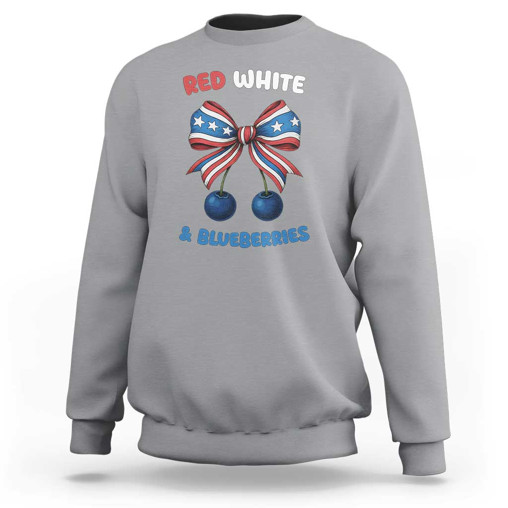 Red White and Blueberries Sweatshirt Retro Coquette Bow Vintage American Flag - Wonder Print Shop