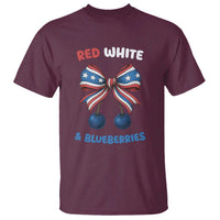 Red White and Blueberries T Shirt Retro Coquette Bow Vintage American Flag - Wonder Print Shop