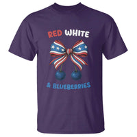 Red White and Blueberries T Shirt Retro Coquette Bow Vintage American Flag - Wonder Print Shop