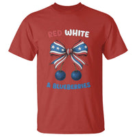 Red White and Blueberries T Shirt Retro Coquette Bow Vintage American Flag - Wonder Print Shop