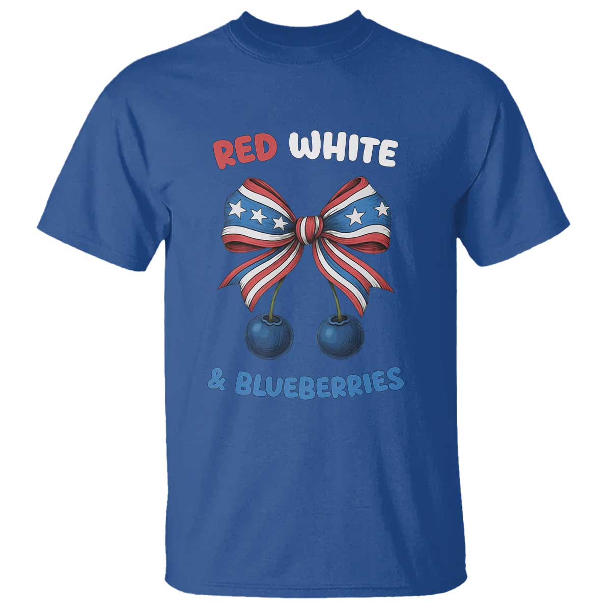 Red White and Blueberries T Shirt Retro Coquette Bow Vintage American Flag - Wonder Print Shop